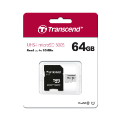 Transcend 64GB 300S Micro SD UHS-I U1 Memory Card with Adapter 