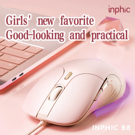 INPHIC B8 OFFICE WIRED MOUSE (PINK)
