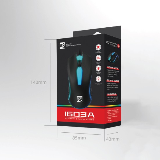 R8 1603A Wired Gaming Mouse With Led Light