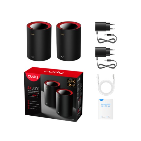 CUDY M3000 2-Pack AX3000 Dual Band Wi-Fi 6 Mesh System Router