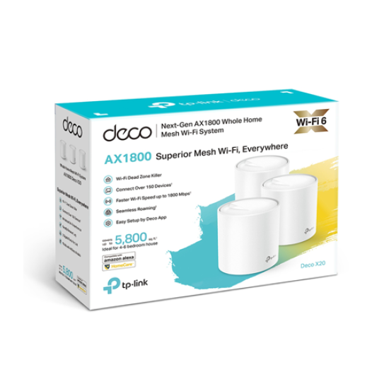 TP-LINK DECO X20 AX1800 WHOLE HOME MESH WI-FI 6 ROUTER (3 PACK)