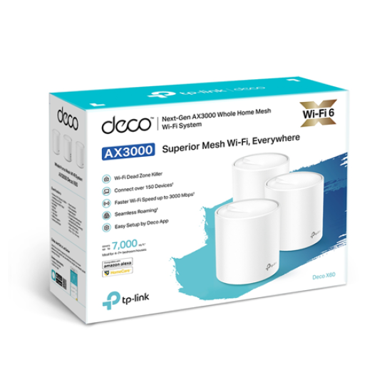 TP-Link Deco X60 AX3000 Wi-Fi 6 Mesh Router (3-pack)